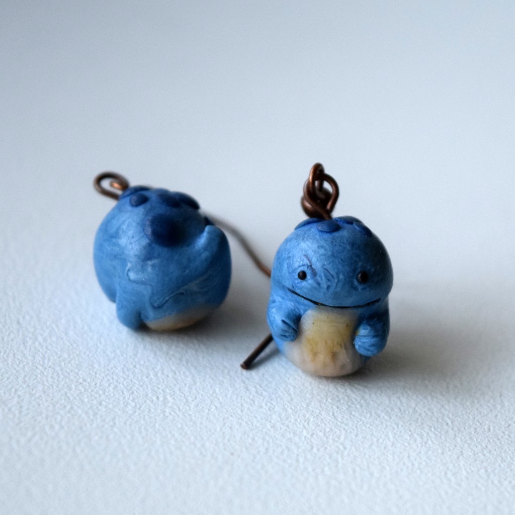Polymer Clay Miniatures: Video Games | pikubytes.wordpress.com | Quaggans, Guild Wars II earrings